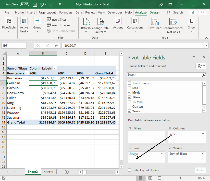 Pivot-taulukko Office 365_12