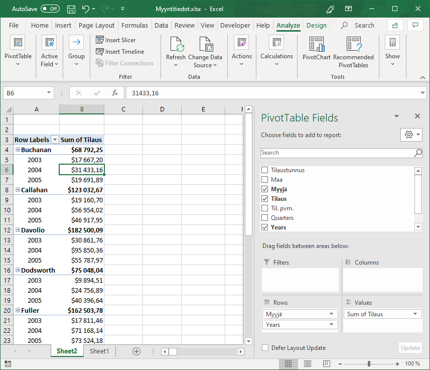 Pivot-taulukko Office 365_13